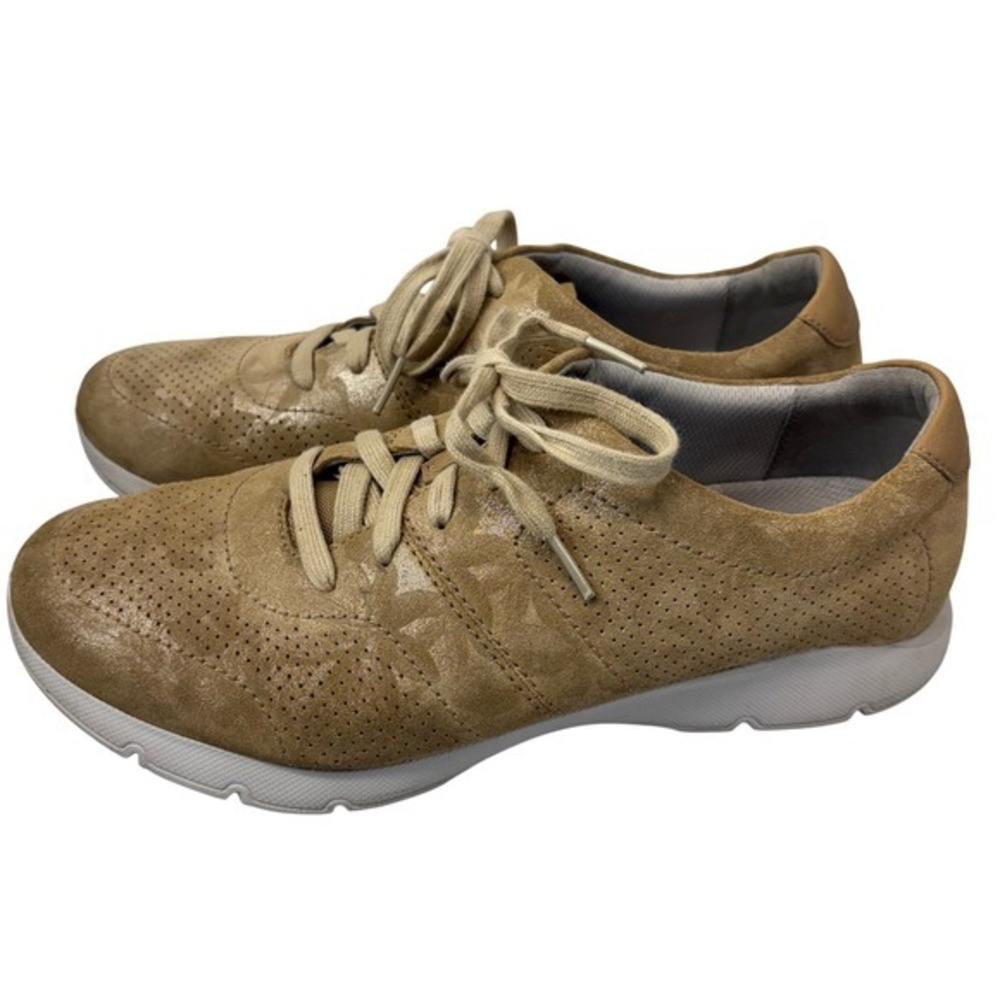 Dansko Alissa Womens 42 US 11.5-12 Gold Print Leather Sneakers Tan Suede Floral